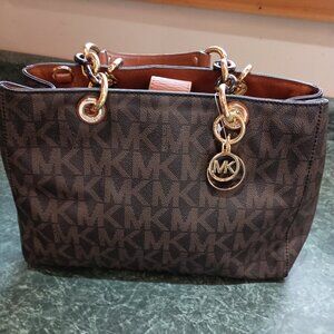 Michael Kors leather trimmed logo bag